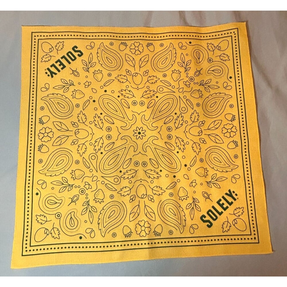 SOLELY Golden Yellow Fruit Print Bandana 21.5" Square